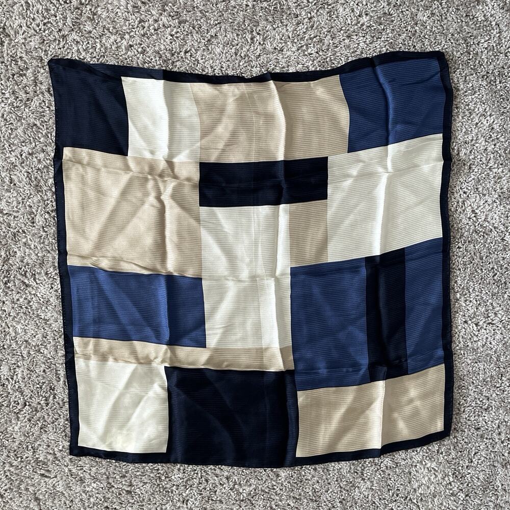 Casual Corner Silk Square Scarf, color block, classic, elegant, sophisticated.